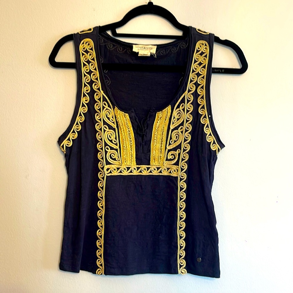 Denim and Supply Ralph Lauren Tank w/gold embroidered detail